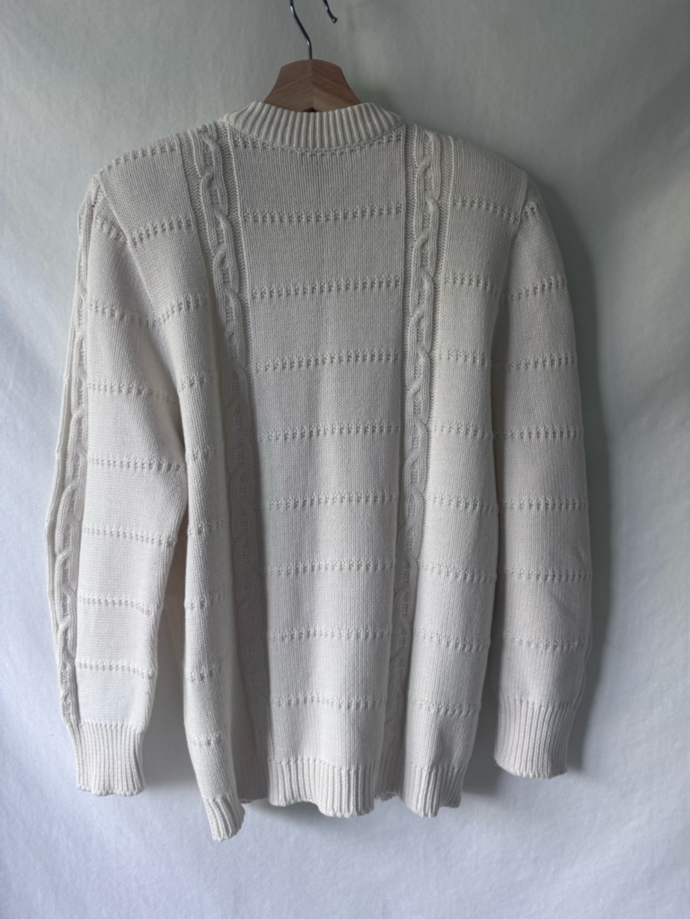 Vintage 90s Cream Cotton Cardigan Gold Crest Buttons USA S - Picture 3 of 13